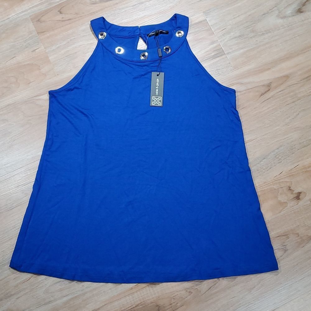 🔹️NWT Cable & Gauge Blue High Neck Flowy Sleeveless Top Large